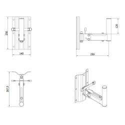 Support d'enceinte mural 250mm